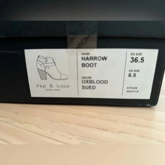 Rag & Bone wine suede ankle HARROW BOOT celebrity favorite size 6.5 - Picture 12 of 15